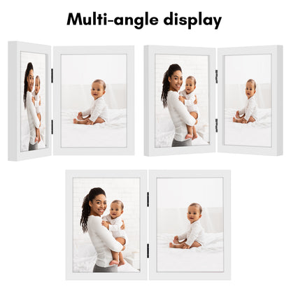 Hinged Picture Frame | Double Photo Display | Tabletop Standing | Glass Front