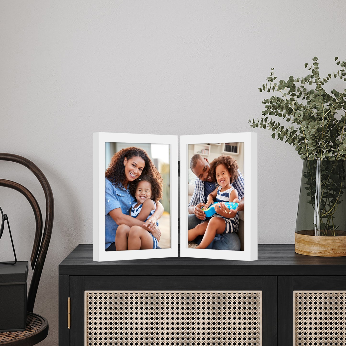 Hinged Picture Frame | Double Photo Display | Tabletop Standing | Glass Front