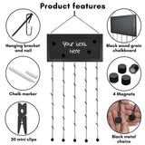 Product features: hanging bracket, chalk marker, 30 mini clips, 4 magnets, chains 