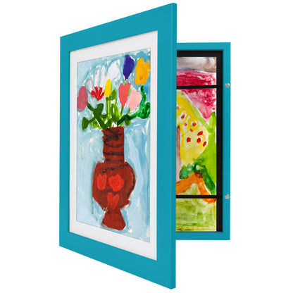 Kids Art Frame | Artwork Storage Display | Front Opening | Magnetic Closure | Mat