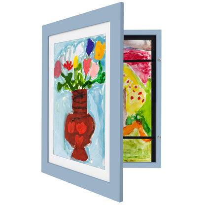 Kids Art Frame | Artwork Storage Display | Front Opening | Magnetic Closure | Mat
