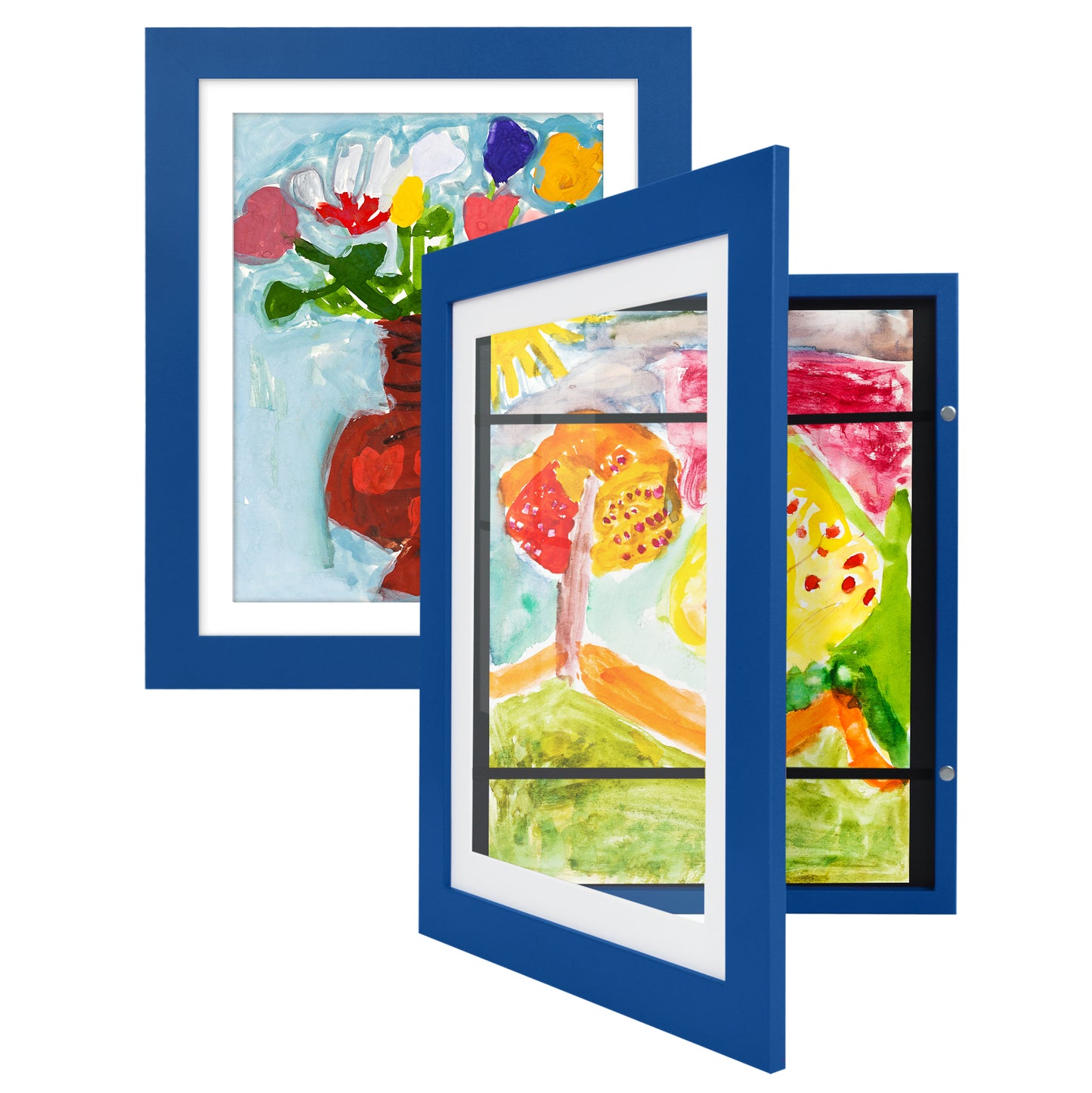 Kids Art Frame 2 Pack | Artwork Storage Display | Front Opening | Magnetic | Mat
