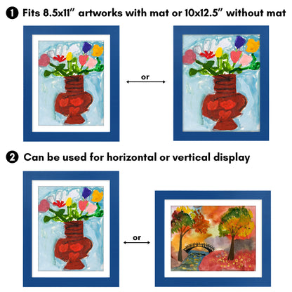 Kids Art Frame 2 Pack | Artwork Storage Display | Front Opening | Magnetic | Mat