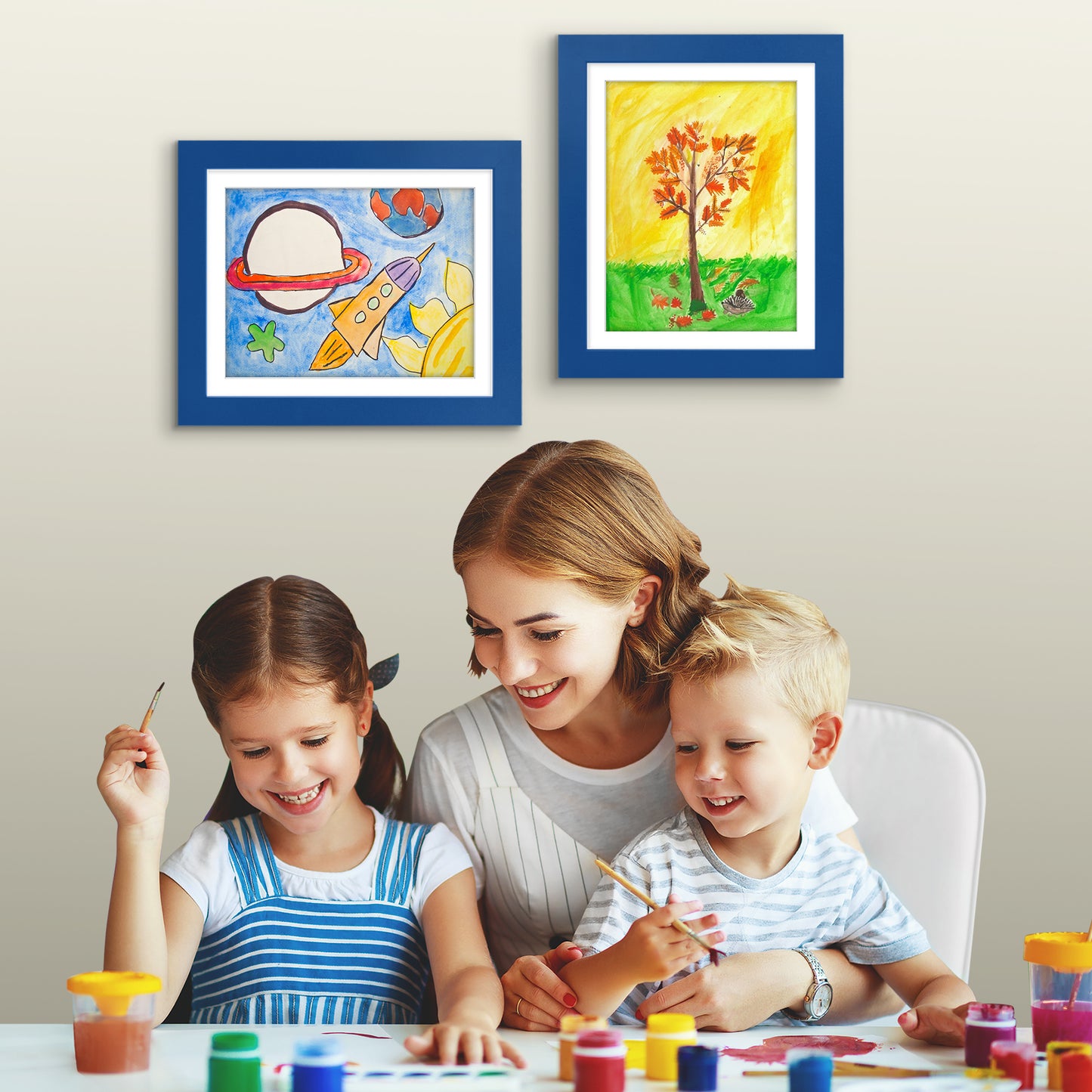 Kids Art Frame 2 Pack | Artwork Storage Display | Front Opening | Magnetic | Mat