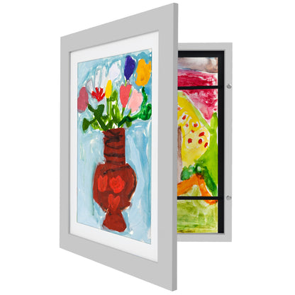 Kids Art Frame | Artwork Storage Display | Front Opening | Magnetic Closure | Mat
