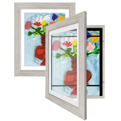 Kids Art Frame 2 Pack | Artwork Storage Display | Front Opening | Magnetic | Mat