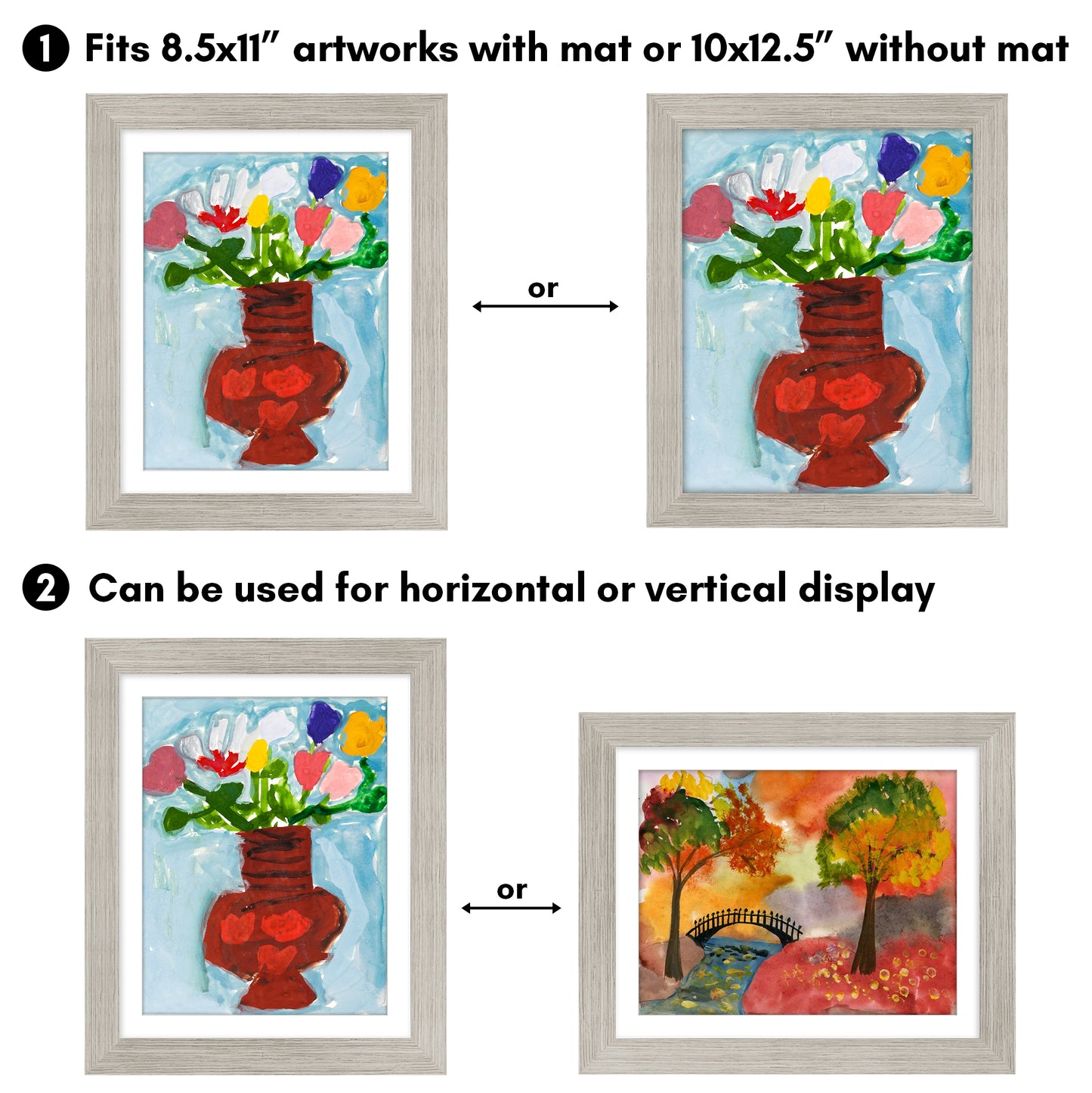 Kids Art Frame 2 Pack | Artwork Storage Display | Front Opening | Magnetic | Mat