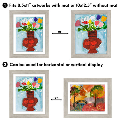 Kids Art Frame 2 Pack | Artwork Storage Display | Front Opening | Magnetic | Mat