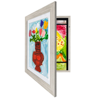 Kids Art Frame | Artwork Storage Display | Front Opening | Magnetic Closure | Mat