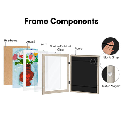 Kids Art Frame | Artwork Storage Display | Front Opening | Magnetic Closure | Mat