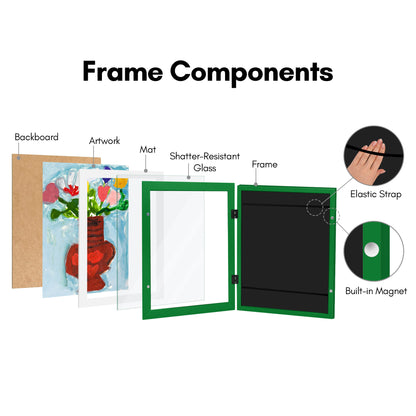 Kids Art Frame | Artwork Storage Display | Front Opening | Magnetic Closure | Mat