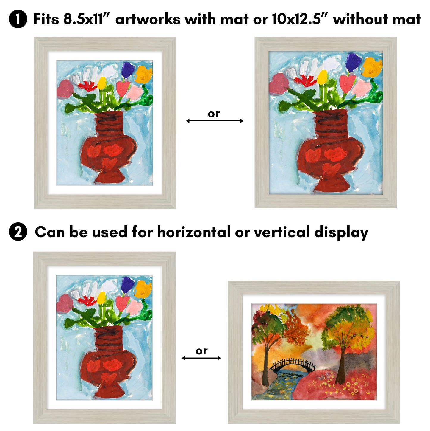 Kids Art Frame 2 Pack | Artwork Storage Display | Front Opening | Magnetic | Mat