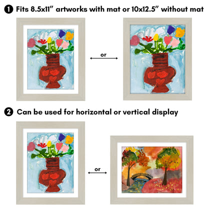 Kids Art Frame 2 Pack | Artwork Storage Display | Front Opening | Magnetic | Mat