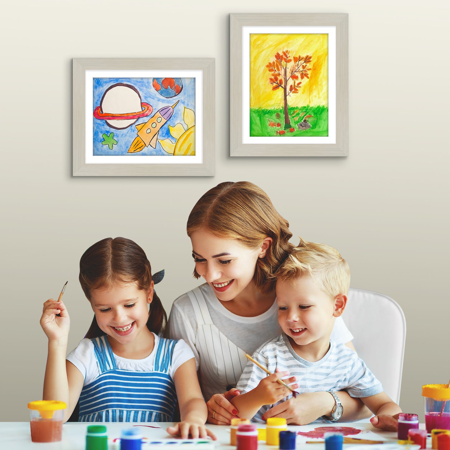 Kids Art Frame 2 Pack | Artwork Storage Display | Front Opening | Magnetic | Mat