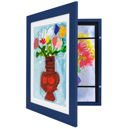 Kids Art Frame | Artwork Storage Display | Front Opening | Magnetic Closure | Mat