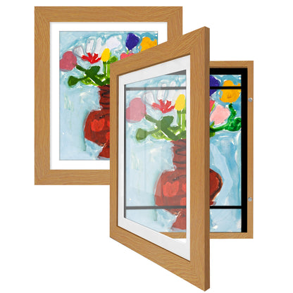 Kids Art Frame 2 Pack | Artwork Storage Display | Front Opening | Magnetic | Mat