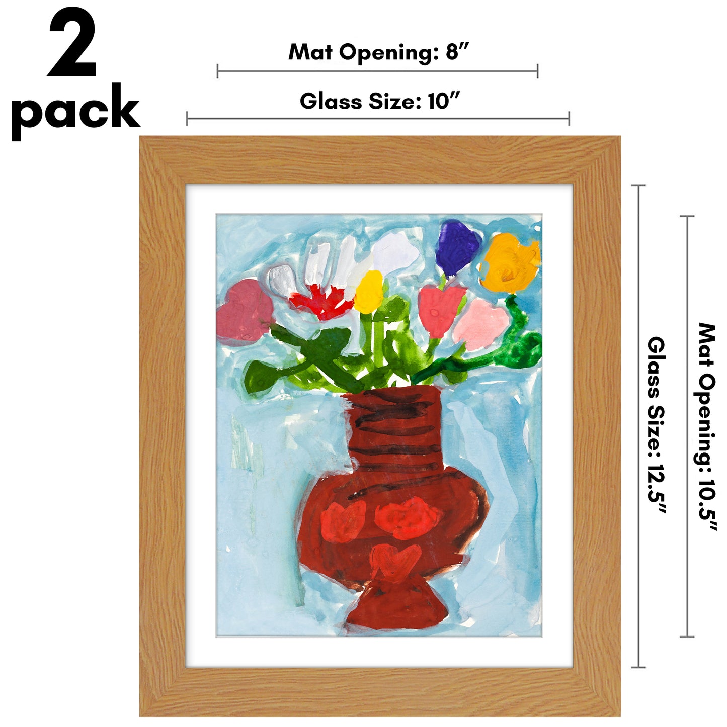Kids Art Frame 2 Pack | Artwork Storage Display | Front Opening | Magnetic | Mat