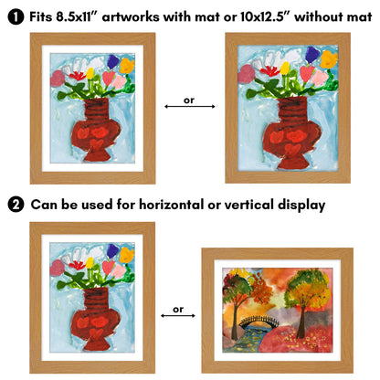 Kids Art Frame 2 Pack | Artwork Storage Display | Front Opening | Magnetic | Mat