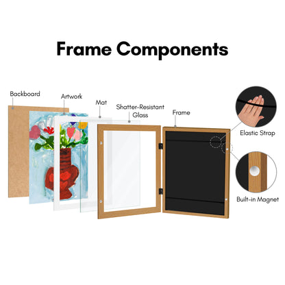 Kids Art Frame | Artwork Storage Display | Front Opening | Magnetic Closure | Mat