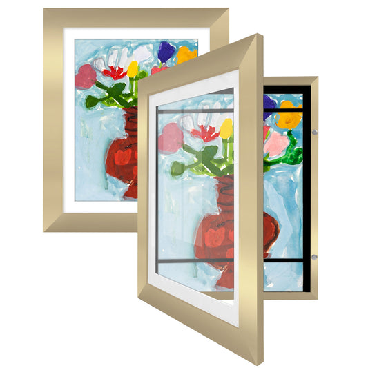 Americanflat 10x12.5 Kids Art Frame with 8.5x11 Mat | 2-Pack Polished Brass