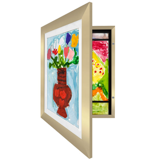 Kids Art Frame | Artwork Storage Display | Front Opening | Magnetic Closure | Mat