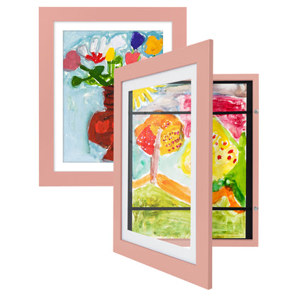 Kids Art Frame 2 Pack | Artwork Storage Display | Front Opening | Magnetic | Mat
