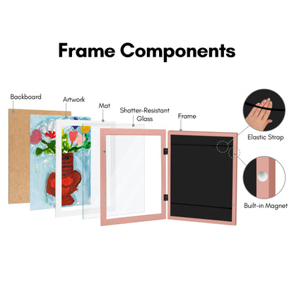 Kids Art Frame 2 Pack | Artwork Storage Display | Front Opening | Magnetic | Mat