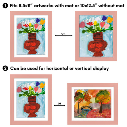 Kids Art Frame 2 Pack | Artwork Storage Display | Front Opening | Magnetic | Mat