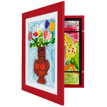 Kids Art Frame | Artwork Storage Display | Front Opening | Magnetic Closure | Mat