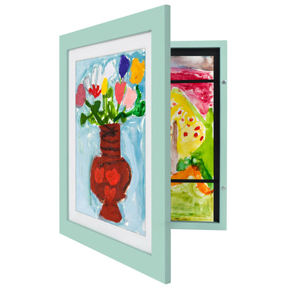 Kids Art Frame | Artwork Storage Display | Front Opening | Magnetic Closure | Mat