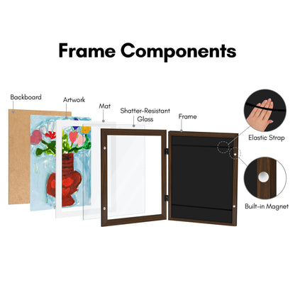 Kids Art Frame | Artwork Storage Display | Front Opening | Magnetic Closure | Mat