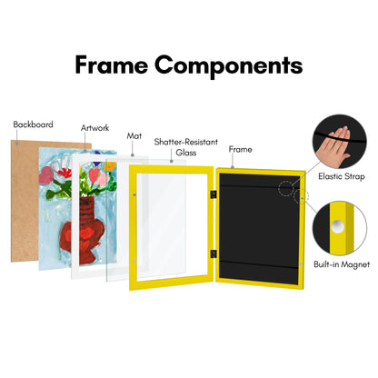 Kids Art Frame | Artwork Storage Display | Front Opening | Magnetic Closure | Mat