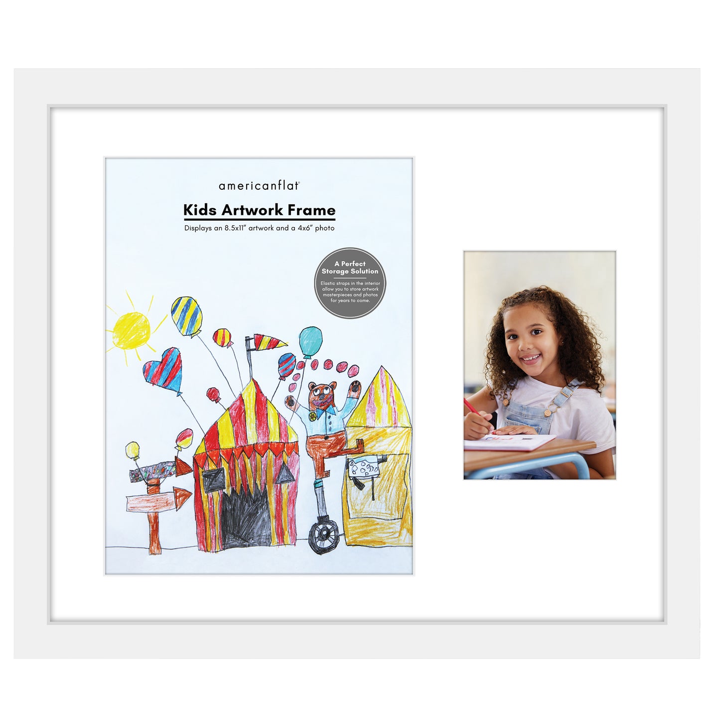 Americanflat Kids Art Frame with Two Openings | Includes Storage