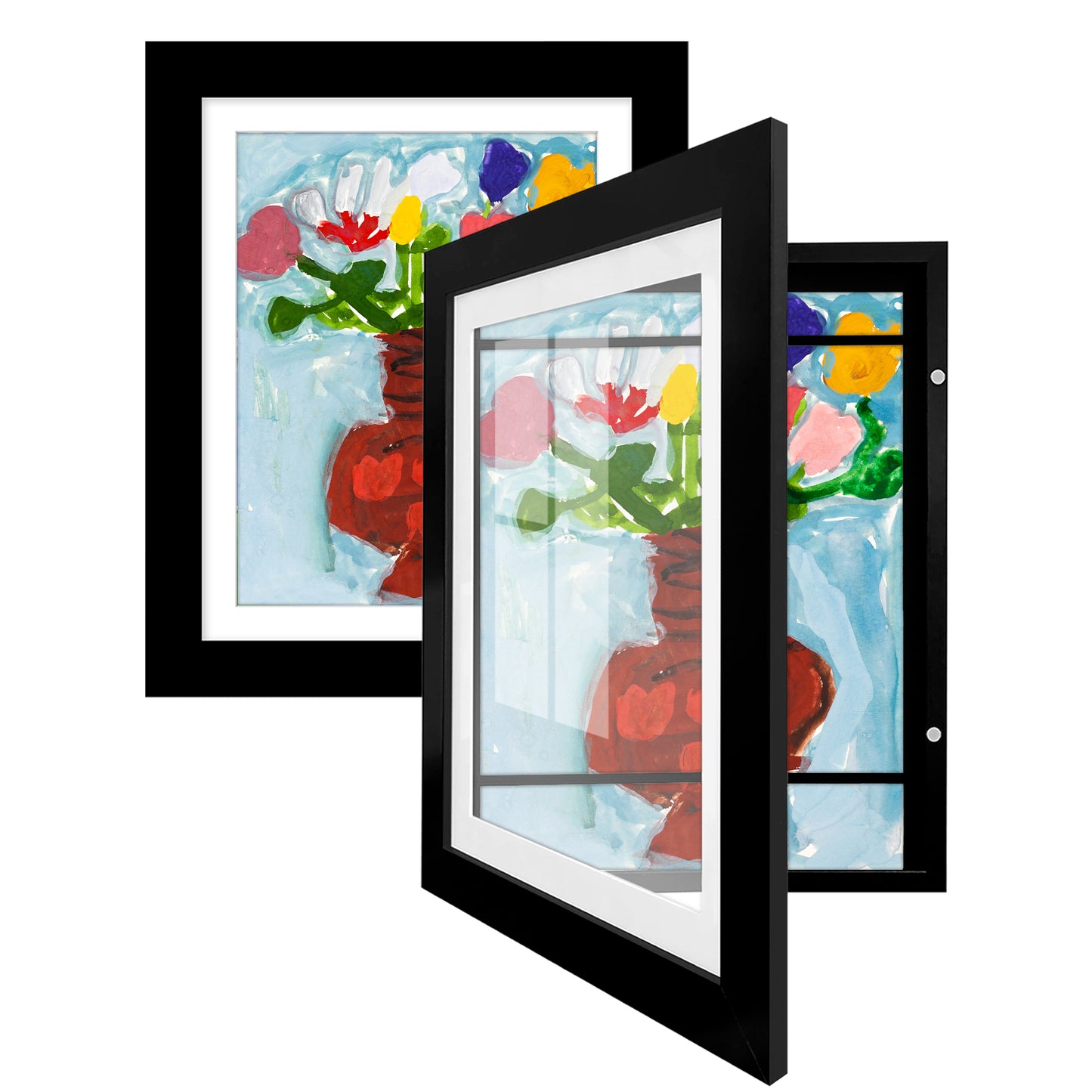 Kids Art Frame 2 Pack | Artwork Storage Display | Front Opening | Magnetic | Mat