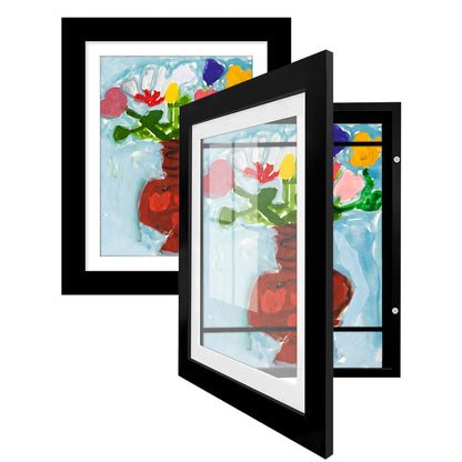 Kids Art Frame 2 Pack | Artwork Storage Display | Front Opening | Magnetic | Mat