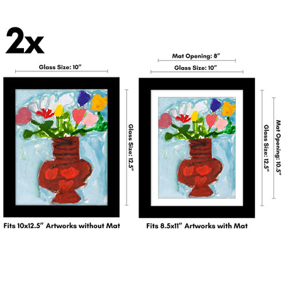 Kids Art Frame 2 Pack | Artwork Storage Display | Front Opening | Magnetic | Mat