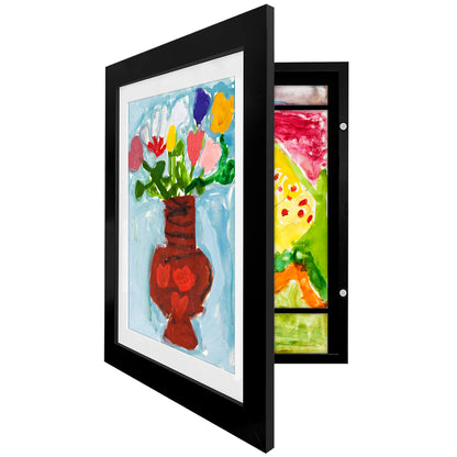 Kids Art Frame | Artwork Storage Display | Front Opening | Magnetic Closure | Mat