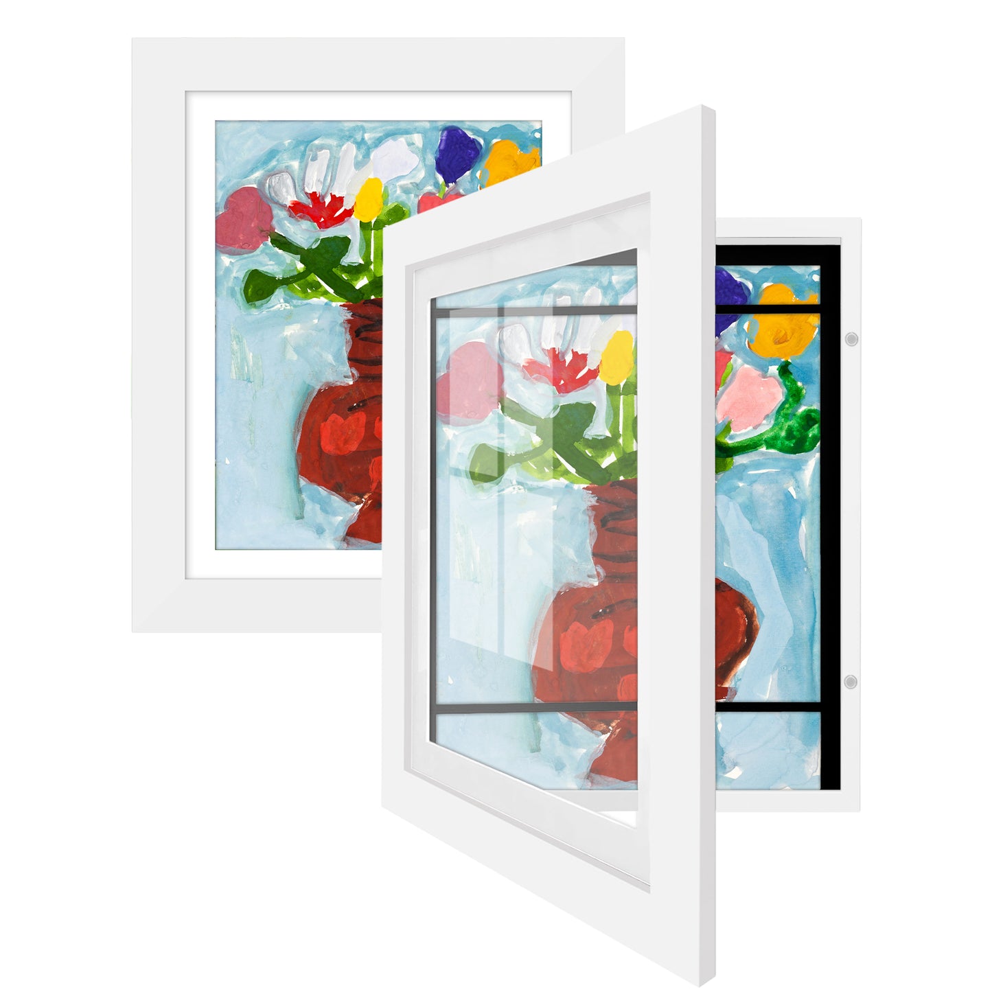 Kids Art Frame 2 Pack | Artwork Storage Display | Front Opening | Magnetic | Mat