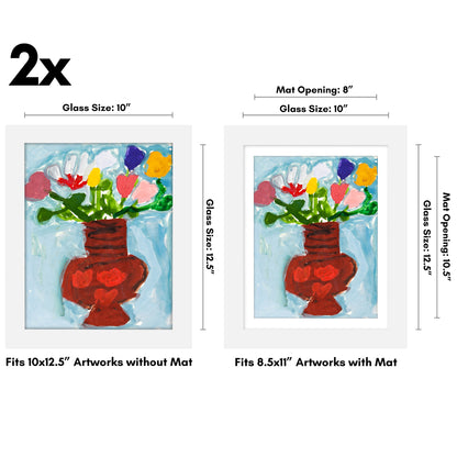 Kids Art Frame 2 Pack | Artwork Storage Display | Front Opening | Magnetic | Mat