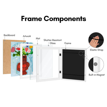 Kids Art Frame 2 Pack | Artwork Storage Display | Front Opening | Magnetic | Mat