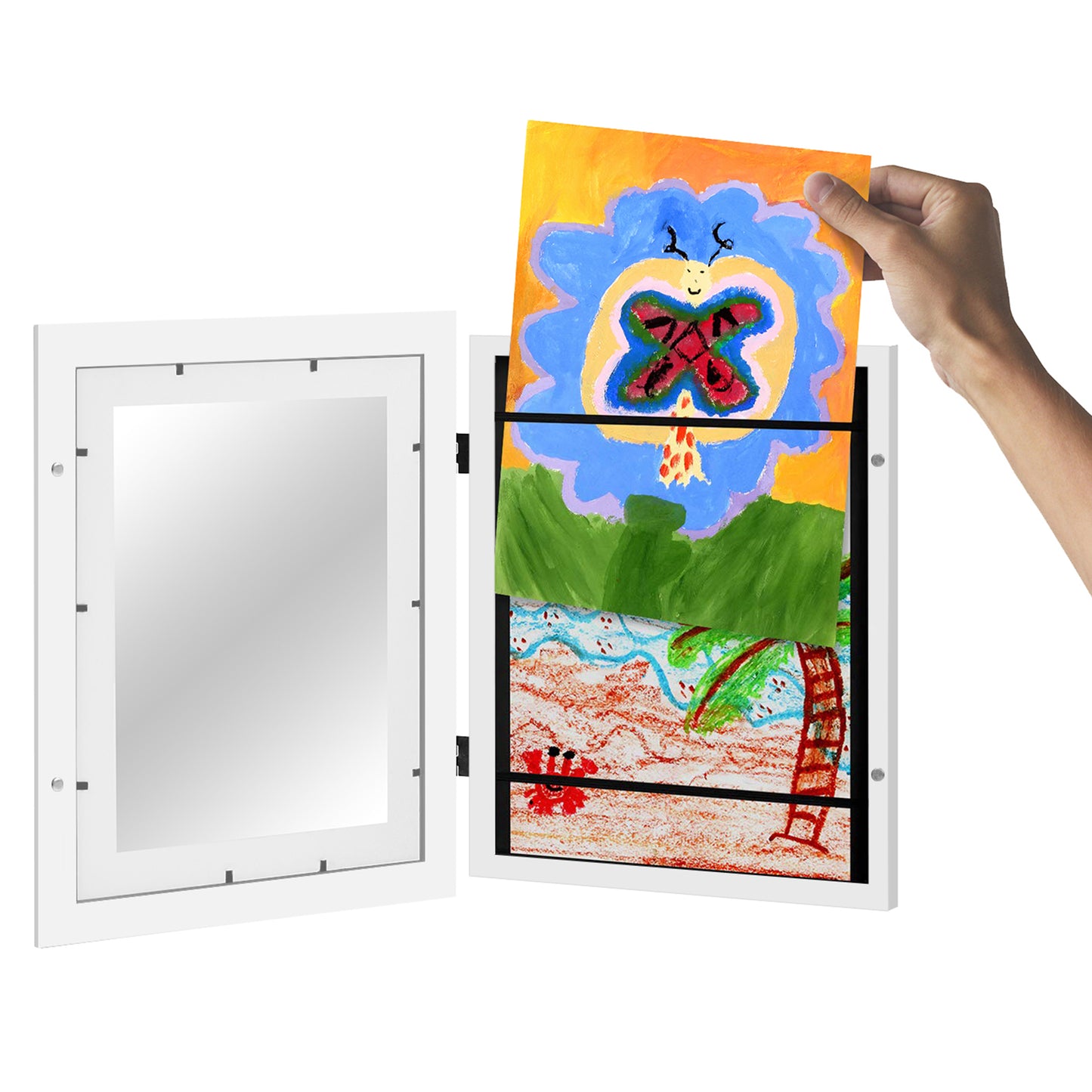 Kids Art Frame 2 Pack | Artwork Storage Display | Front Opening | Magnetic | Mat