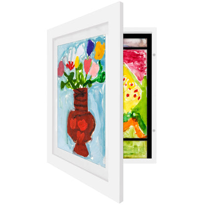 Kids Art Frame | Artwork Storage Display | Front Opening | Magnetic Closure | Mat