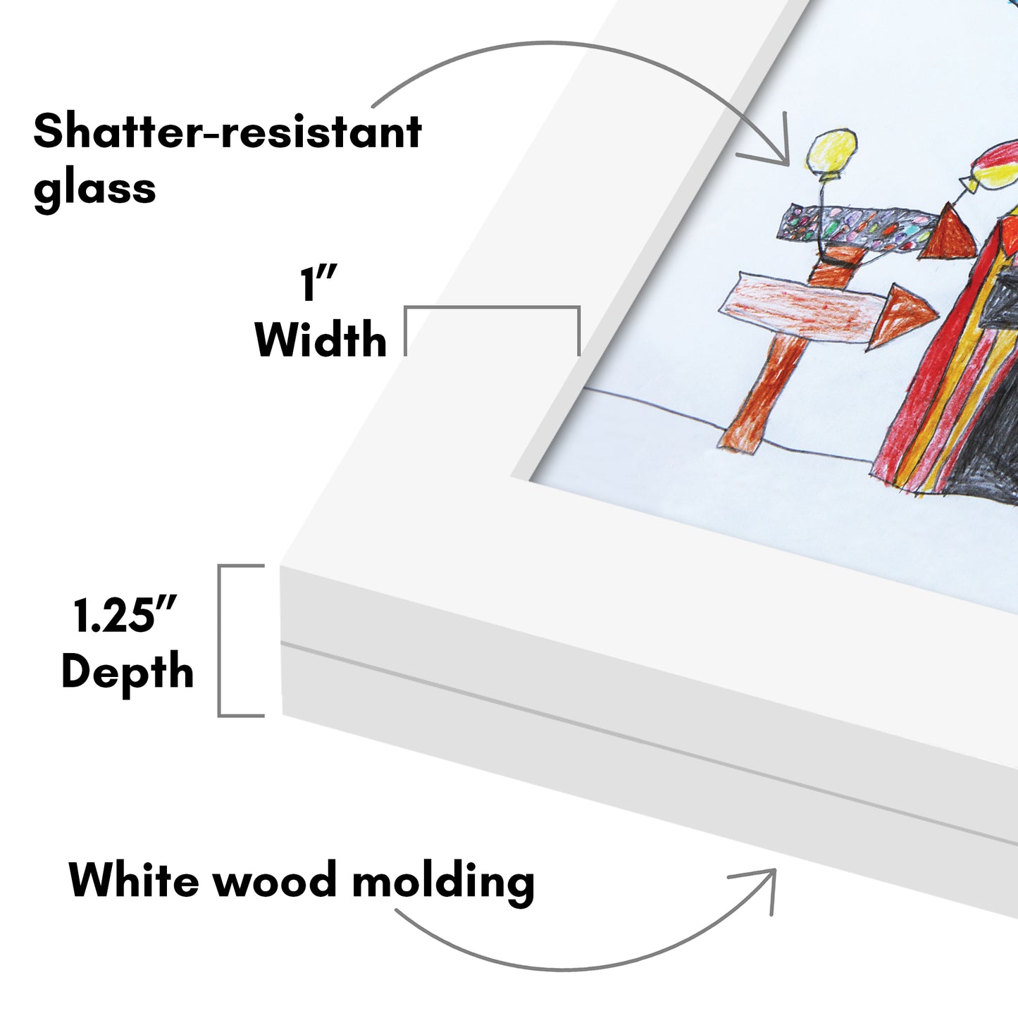 Kids Art Frame | Front Loading Artwork Storage Display | Magnetic Closure | Mat