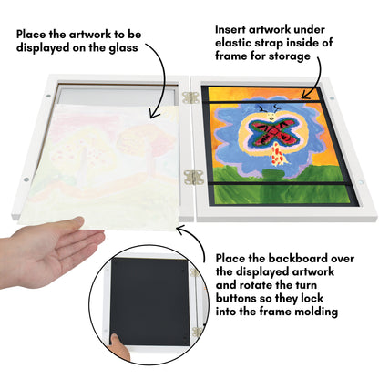 Kids Art Frame | Front Loading Artwork Storage Display | Magnetic Closure | Mat