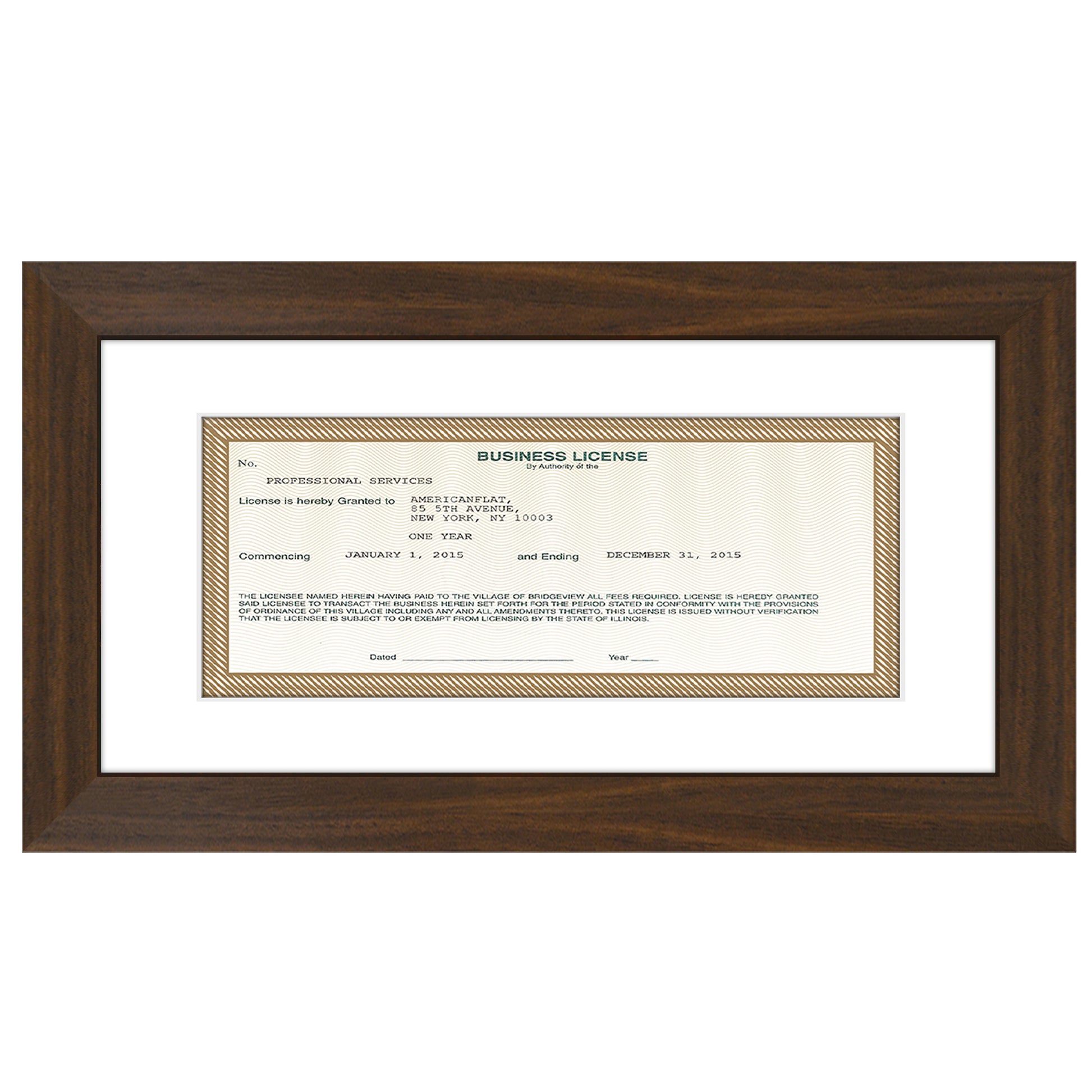 Business License MF0510WALNUT Frame - Americanflat