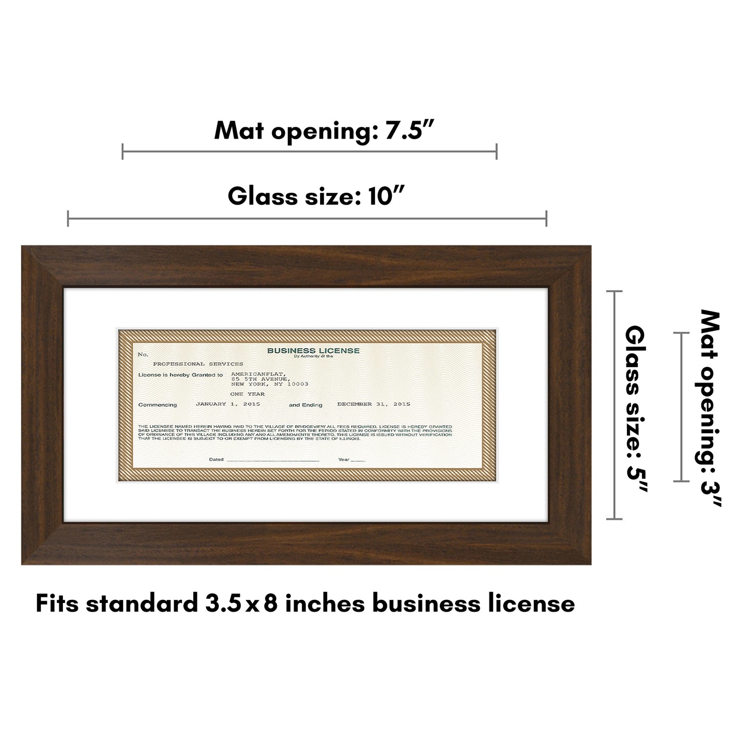 Business License MF0510WALNUT Frame - Americanflat