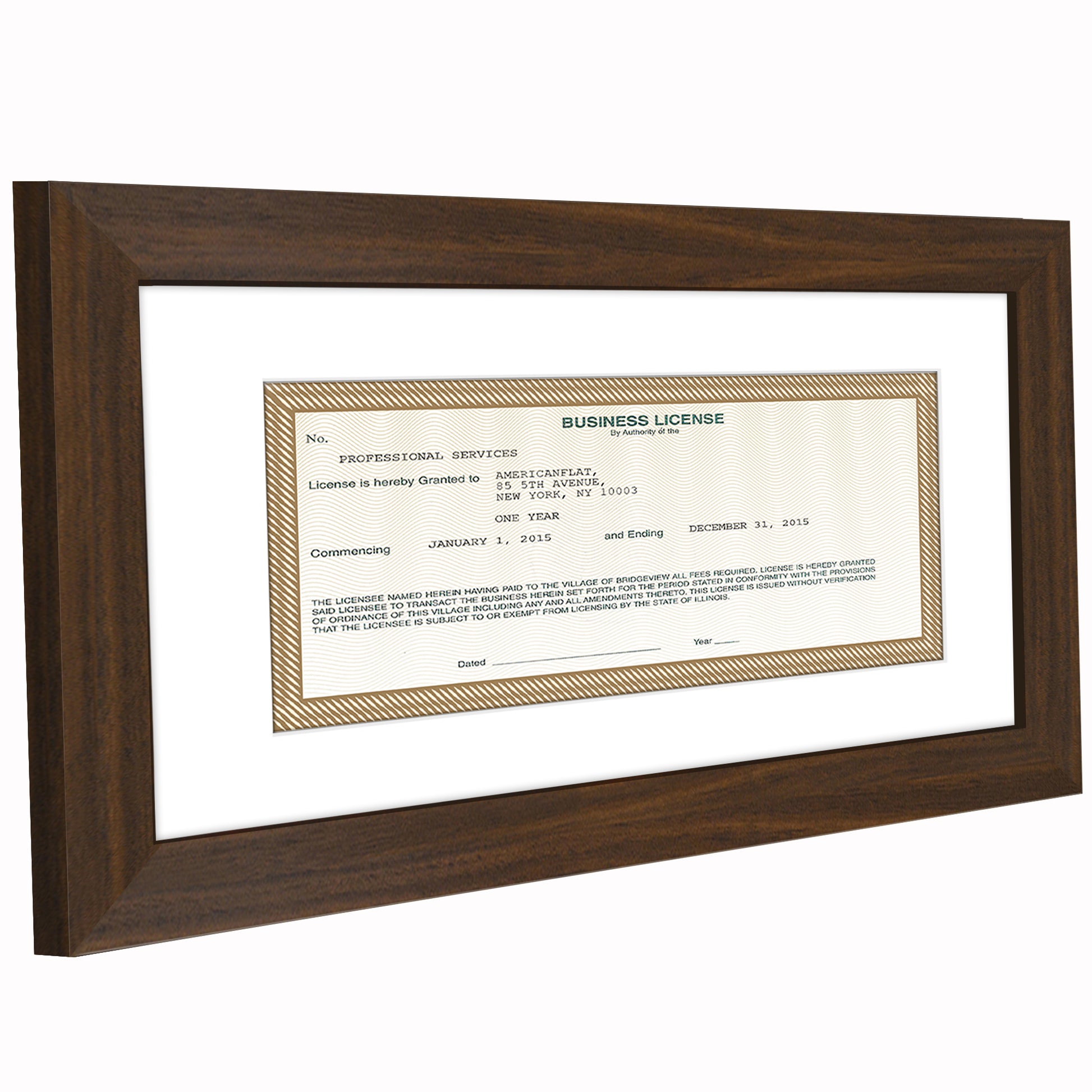 Business License MF0510WALNUT Frame - Americanflat