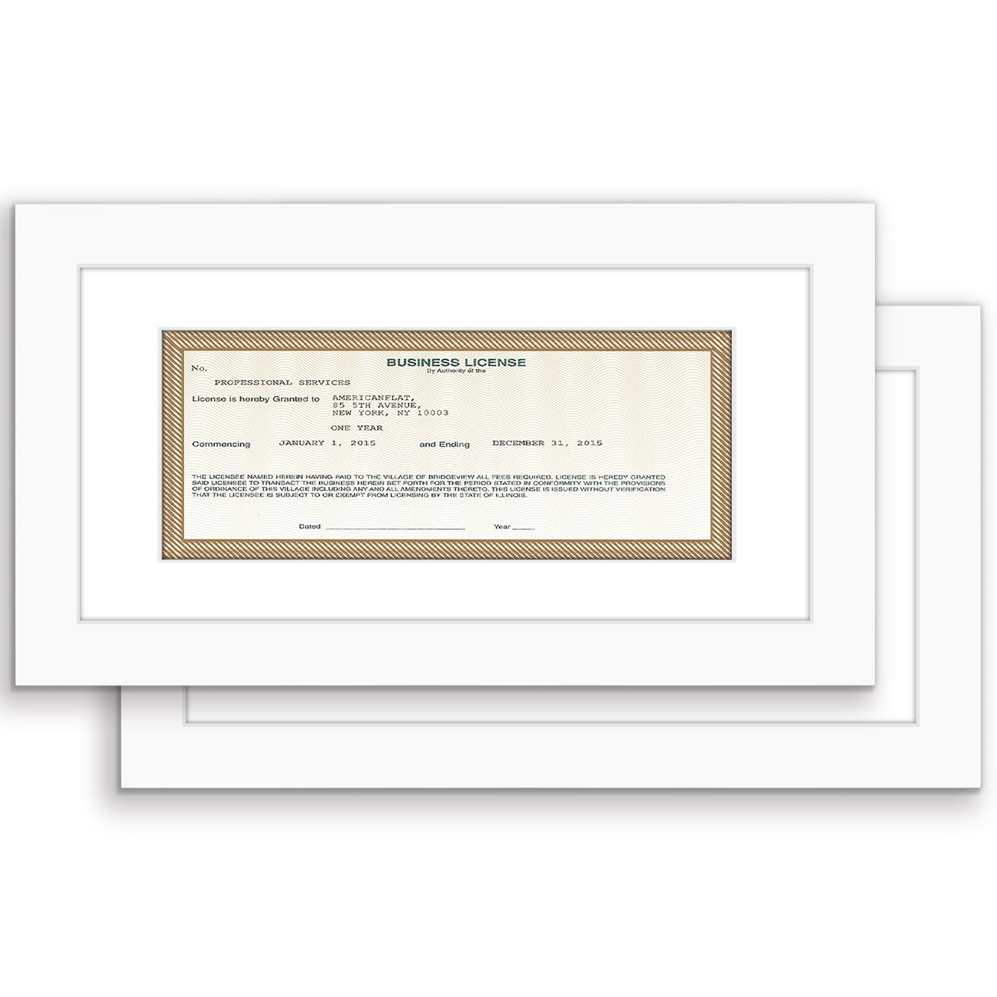 Business License MF0510WHT2PK Frame - Americanflat