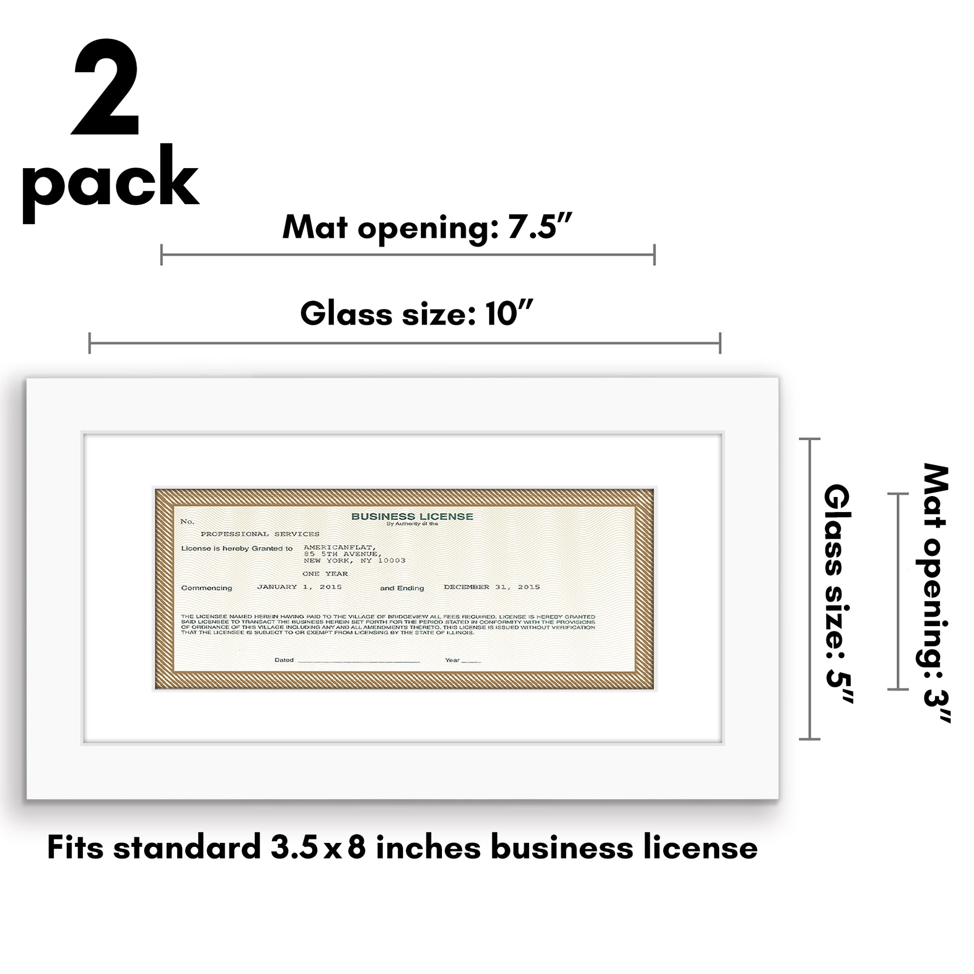 Business License MF0510WHT2PK Frame - Americanflat