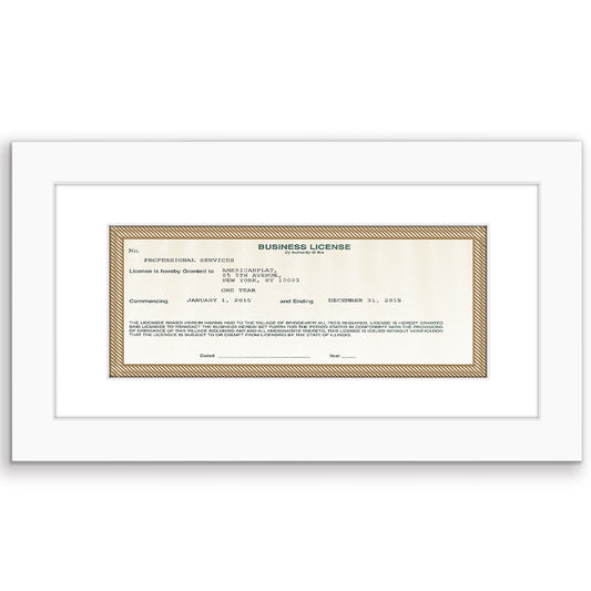 Business License MF0510WHT Frame - Americanflat
